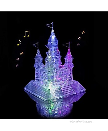 Coolplay 20 Songs Musical 3D Crystal Castle Puzzle for Adults Brain Teaser Light-Up Base Included 105pcs