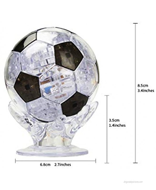 Coolplay 3D Crystal Puzzle for Children Soccer Puzzle Ball Light-up for Adult Black and Transparent 77 Pieces