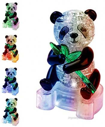 Coolplay 3D Crystal Puzzle Panda Gifts Desk Toys with Light-Up Base 58 Pieces