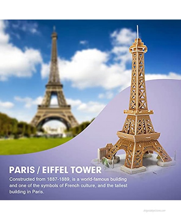 CubicFun 3D Puzzle for Adults and Kids Paris Cityline Architecture Building Model Kits Collection Gift for Women and Men Eiffel Tower Notre Dame de Paris The Louvre 114 Pieces