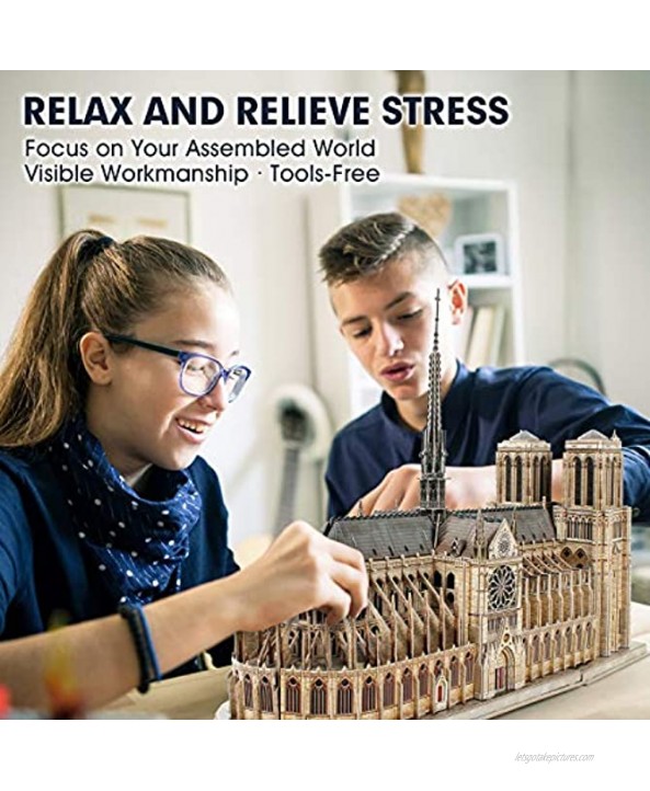CubicFun 3D Puzzle for Adults Moveable Notre Dame de Paris Church Model Kits Large Challenge French Cathedral Brain Teaser Architecture Building Puzzles 293 Pieces