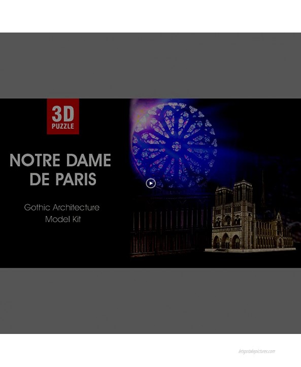 CubicFun 3D Puzzle for Adults Moveable Notre Dame de Paris Church Model Kits Large Challenge French Cathedral Brain Teaser Architecture Building Puzzles 293 Pieces