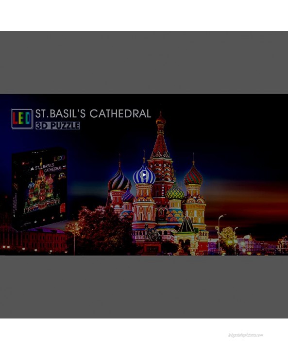 CubicFun LED Russia Cathedral 3D Puzzles for Adults Kids St.Basil's Cathedral Architecture Building Church Model Kits Toys for Teens 224 Pieces