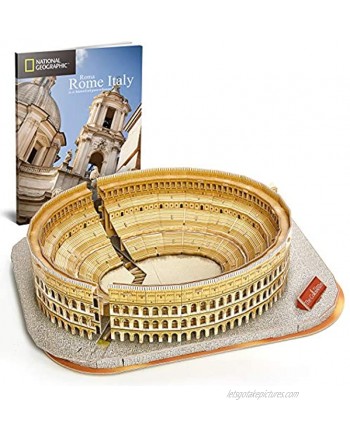 CubicFun National Geographic 3D Puzzle for Adults Kids Rome Colosseum Jigsaw Italy Architecture Model Kits DIY Toys with Booklet Gift for Boys Girls Age 10+ 131 Pieces