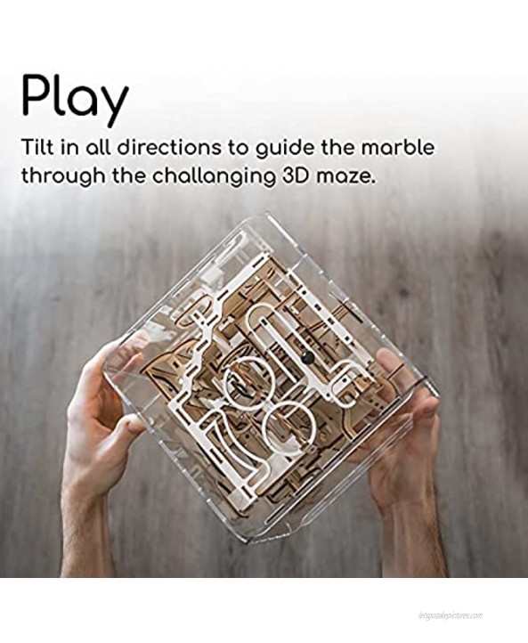 Intrism Pro 3D Wooden Puzzle Kit & Challenging Marble Labyrinth Game Gift for Teens and Adults 180+ Laser Cut Pieces Made in USA