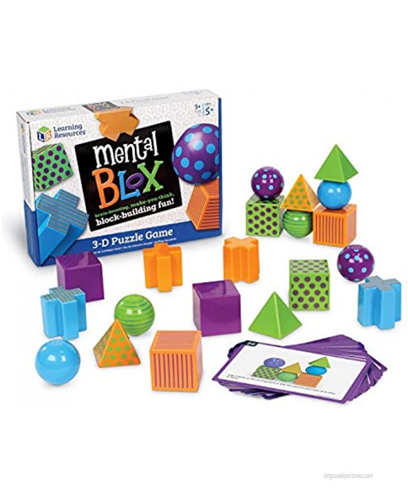 Learning Resources Mental Blox Critical Thinking Game Homeschool 20 Blocks 40 Activity Cards Ages 5+,Multicolor