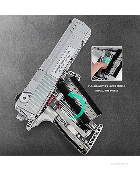 QREZ Gun Model Kits for Kids Desert Eagle 528Pcs Model Kit Building Blocks Gun DIY Puzzle Toy