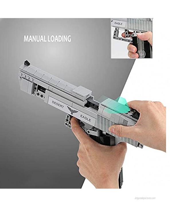 QREZ Gun Model Kits for Kids Desert Eagle 528Pcs Model Kit Building Blocks Gun DIY Puzzle Toy