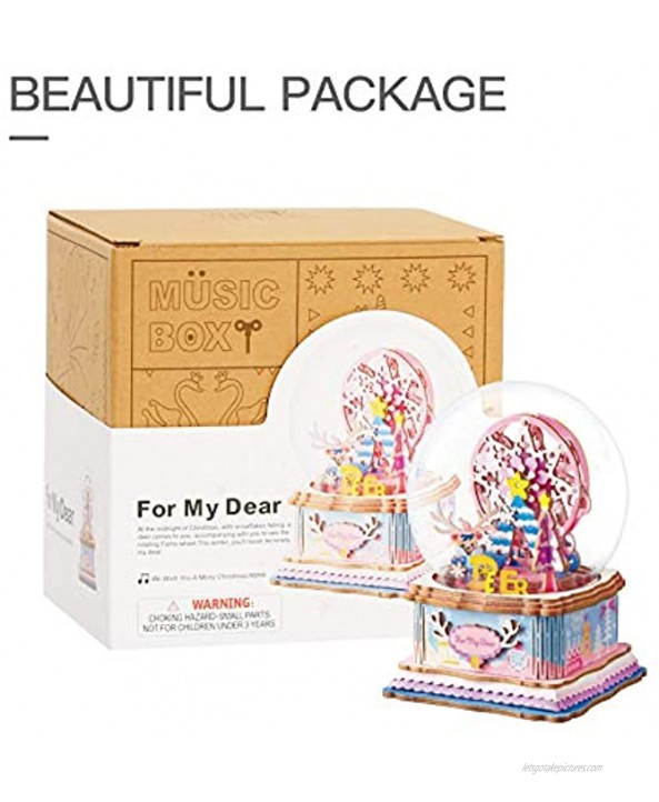 ROBOTIME 3D Puzzle DIY Music Box Model Kits to Build Creative Wooden Projects for Teens for My Deer