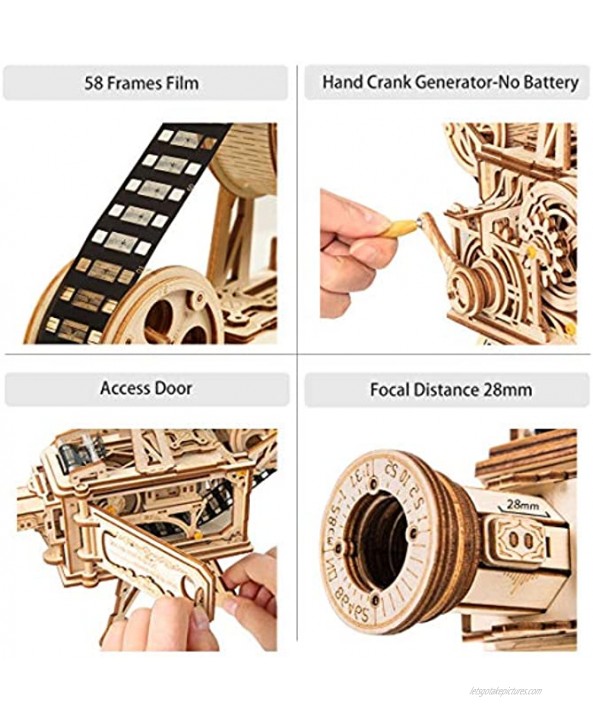 ROKR 3D Wooden Puzzle for Adults Engineering Mechanical Model Kits,Brain Teasers STEM Wood Toys,Valentine's Day Christmas Birthday Gift for Adults & Kids Age 14+Hand-cranked Vitascope