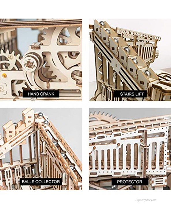 ROKR 3D Wooden Puzzle Marble Run Model Building Kits Mechanical Puzzle Toy Gifts for Adults & Teens Marble Squad
