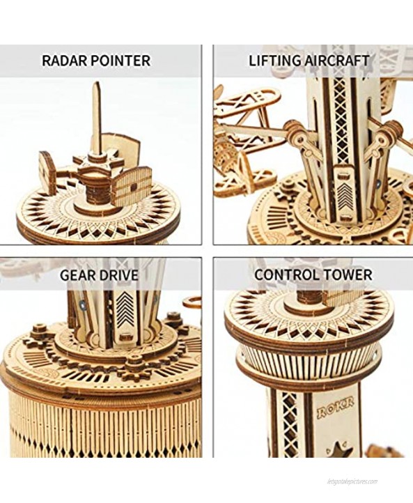 ROKR 3D Wooden Puzzle Mechanical Music Box,DIY Aircraft Model Kits to Build,Best Toy Gift for Kids Teens Adults on Birthday,Decoration for Room