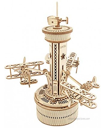 ROKR 3D Wooden Puzzle Mechanical Music Box,DIY Aircraft Model Kits to Build,Best Toy Gift for Kids Teens Adults on Birthday,Decoration for Room