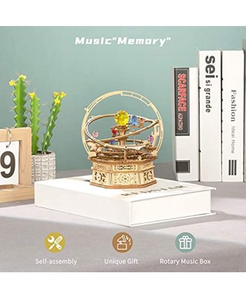 ROKR 3D Wooden Puzzle Orrery Music Box Mechanical DIY Solar System Kit Musical Hands-on Activity Toys Gifts for Teens Man Woman Family