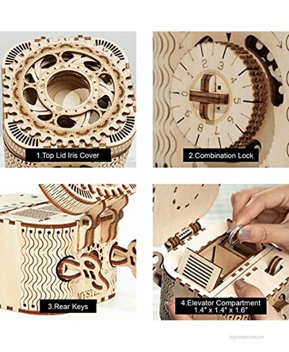 ROKR 3D Wooden Puzzle Password Box Model Kits for Adults and Teens to Build Birthday Gift