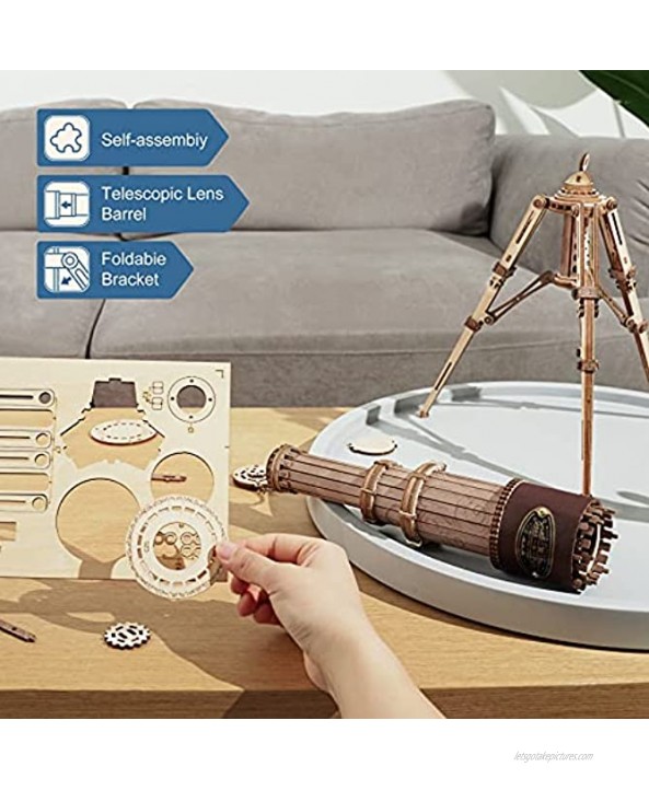 ROKR 3D Wooden Puzzles Monocular Telescope Model Building DIY Science Kit Birthday Gift for Adults and Teens