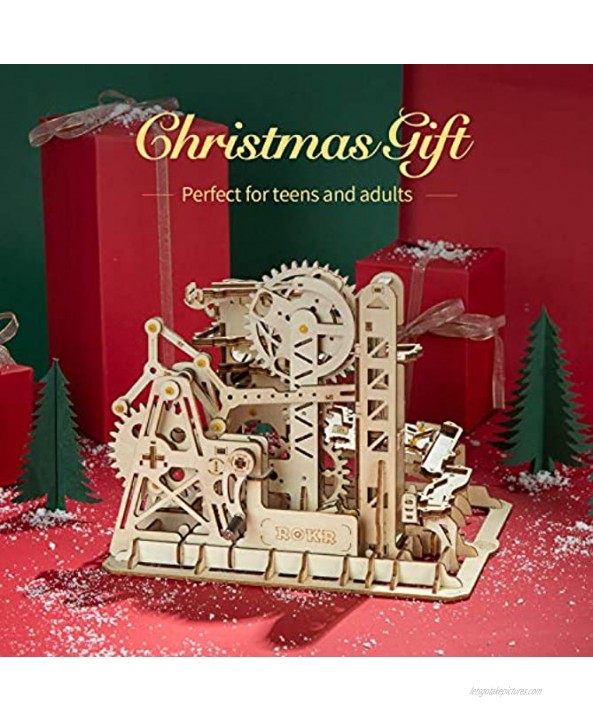 ROKR Marble Run Kit 3D Wooden Puzzles Model to Build for Adults Birthday Gift