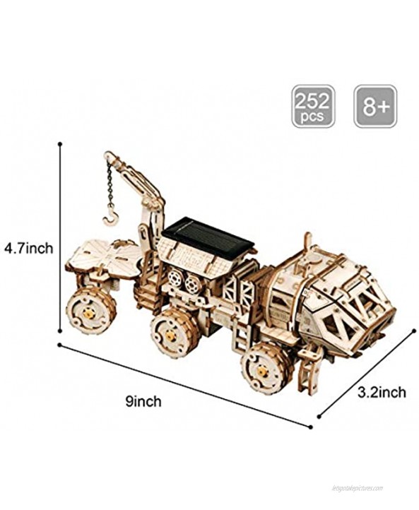 ROKR Mechanical Models,3-D Wooden Puzzle,Solar Energy Powered Cars-Moveable DIY Assembly Toy,Mechanical Gears Constructor Kits,Brain Teaser,Best Gifts for Adults & Teens Hermes Rover