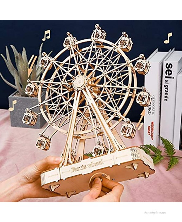 Rolife 3D Wooden Puzzle for Adults,Mechanical DIY Crafts Kits for Kids,Ferris Wheels Music Model Kits to Build,Brain Teaser Puzzles for Boys and Girls