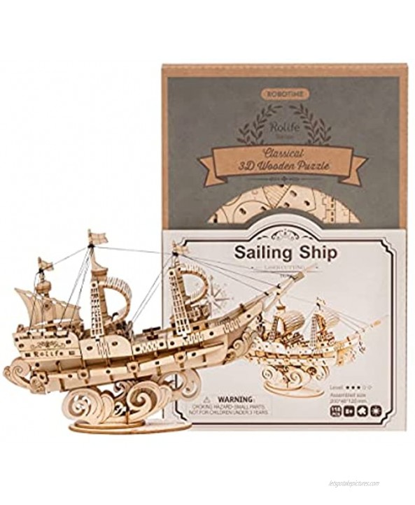 Rolife 3D Wooden Puzzle Wood Ship Model Gift for Kids AdultsSailing Ship