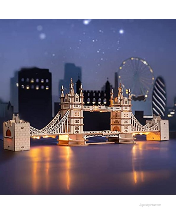 Rolife 3D Wooden Puzzles for Adults Tower Bridge with Lights Architecture Model and Building KitTG412