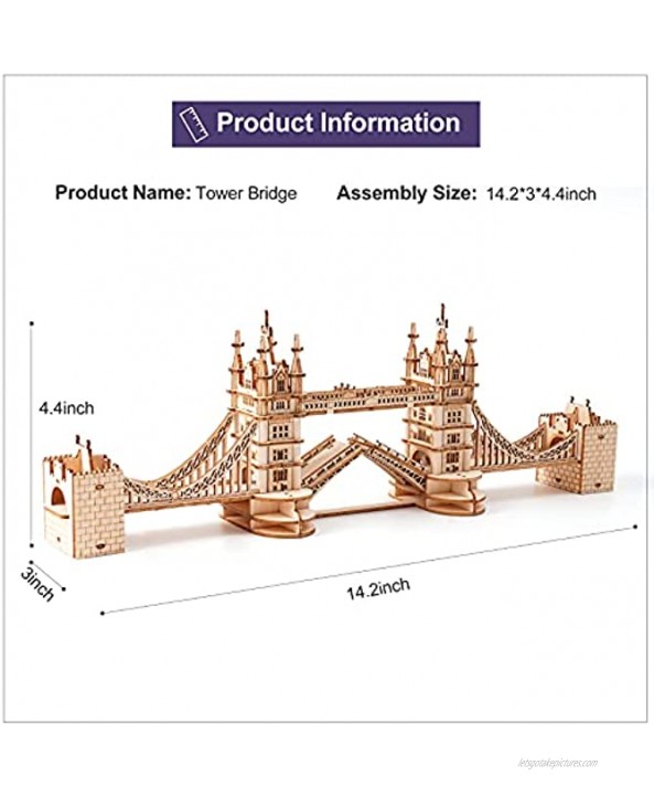 Rolife 3D Wooden Puzzles for Adults Tower Bridge with Lights Architecture Model and Building KitTG412