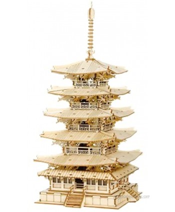 Rowood 3D Puzzles for Adults Kids DIY Wooden Model Kits Gift on Birthday Christmas Five-storied Pagoda 275 PCS