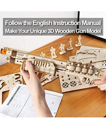 RoWood 3D Wooden Puzzle Toy Gun Model Kit Rubber Band Gun Toy Gift Terminator M870