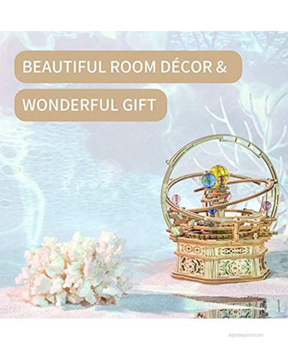 RoWood 3D Wooden Puzzles for Adults Teens DIY Music Box Mechanical Craft Kits Desk Display Gift on Children's Day Birthday Christmas Starry Night