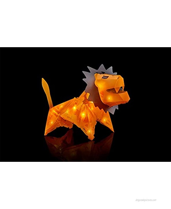 Thames & Kosmos Creatto Luminous Lion & Serengeti Sidekicks Light-Up 3D Puzzle Kit | Includes Creatto Puzzle Pieces to Make Your Own Illuminated Craft Creations | DIY Activity Kit & LED Lights