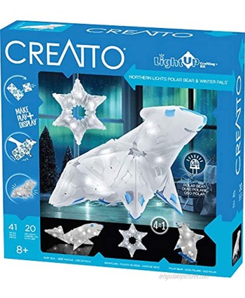 Thames & Kosmos Creatto Northern Lights Polar Bear & Winter Pals Light-Up 3D Puzzle Kit | Includes Creatto Puzzle Pieces to Make Your Own Illuminated Craft Creations | DIY Activity Kit & LED Lights