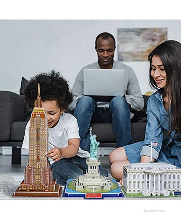 TOY Life 3D Puzzles for Adults and Kids US Architectural Puzzles for Adults and Kids 3D Puzzle New York Puzzle Statue of Liberty The White House Empire State Building for Kids Ages 4-6-8-10-12-14