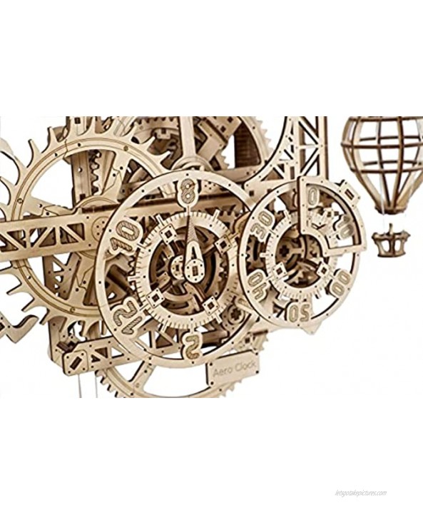 UGEARS Aero Clock 3D Wooden Puzzles for Adults and Kids Laser-Cut 3D Puzzle Clock to Build Elegant Outlook DIY Wooden Puzzle Mechanical Clock Kit Wall Clock with Pendulum Wood Model Kit