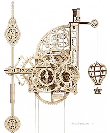 UGEARS Aero Clock 3D Wooden Puzzles for Adults and Kids Laser-Cut 3D Puzzle Clock to Build Elegant Outlook DIY Wooden Puzzle Mechanical Clock Kit Wall Clock with Pendulum Wood Model Kit