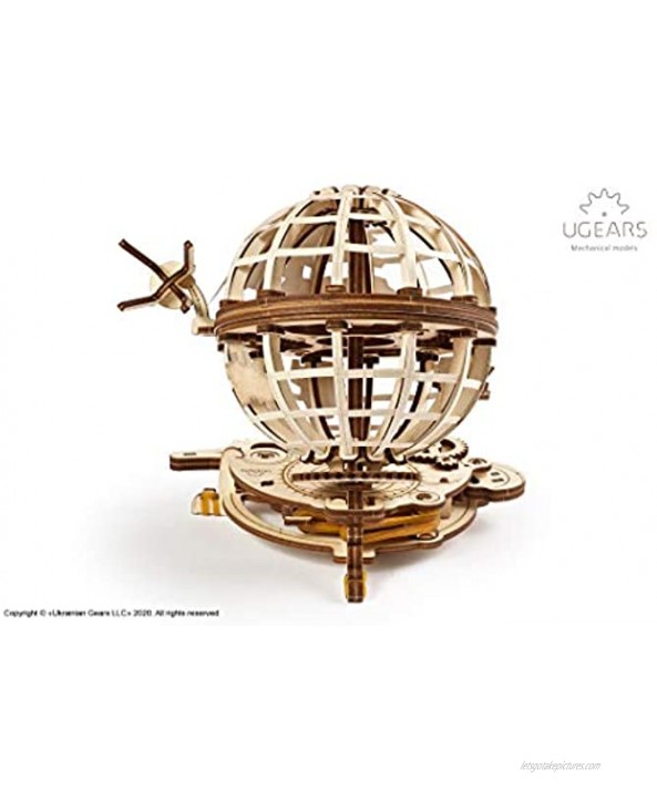 UGEARS Globe Wooden Educational Puzzle Self Assembling Mechanical 3D Model DIY Brain Teaser