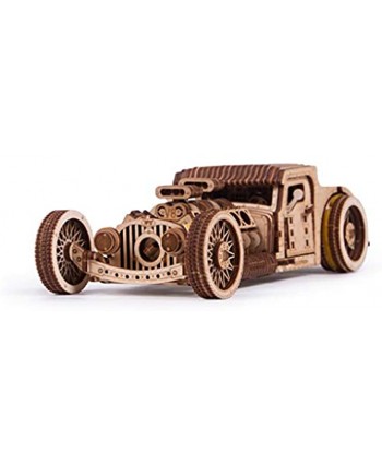 Wood Trick Hot Rod Wooden Model Car Kit to Build Rides up to 32 feet Very Detailed and Sturdy No Batteries 3D Wooden Puzzle Mechanical