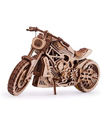 Wood Trick Motorcycle w  Rubber Band Motor Rides up to 16ft Mechanical Model Kit for Adults and Kids No Batteries 10x4″ 3D Wooden Puzzle