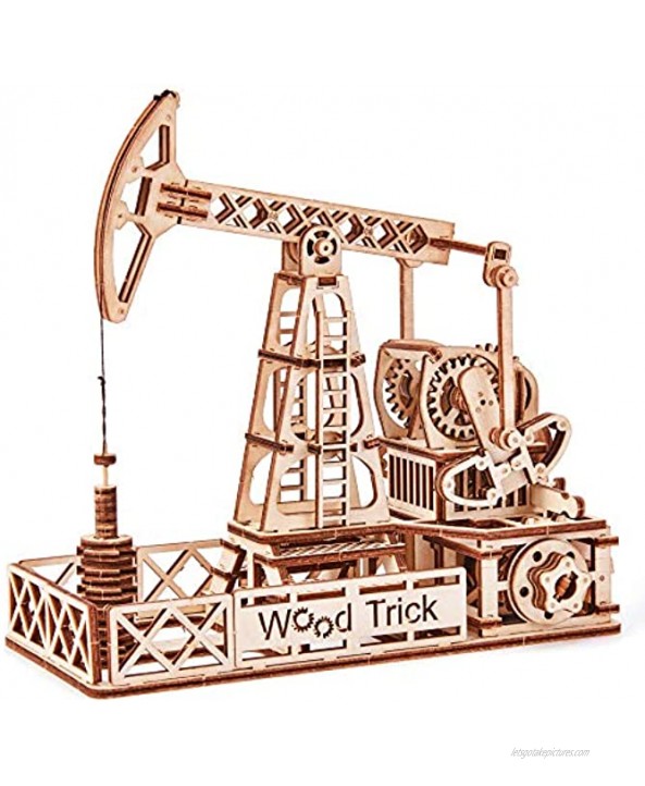 Wood Trick Oil Derrick Rig Toy Oil Pump Jack Mechanical Model to Build 3D Wooden Puzzle Assembly Toys STEM Toys for Boys and Girls