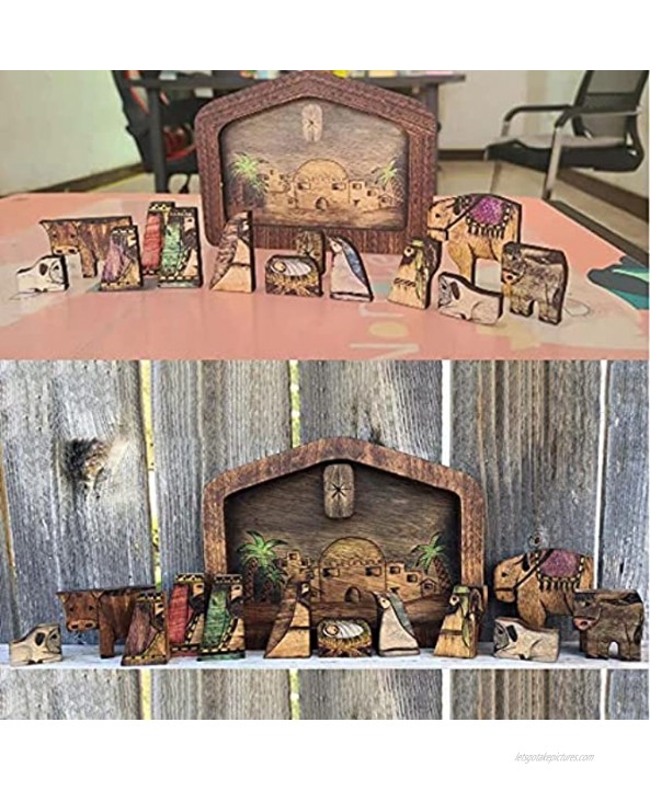 Wooden Jesus Puzzle Statue Nativity Puzzle with Wood Burned Design Sculpture Decorations for Home Educational Wooden Puzzles for Kids Ages 3-5 and Adults
