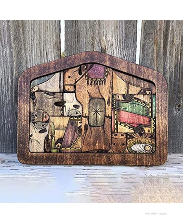Wooden Jesus Puzzle Statue Nativity Puzzle with Wood Burned Design Sculpture Decorations for Home Educational Wooden Puzzles for Kids Ages 3-5 and Adults