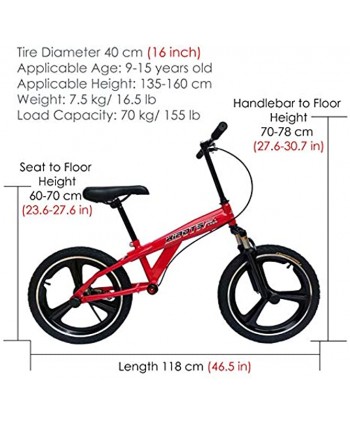 WWFAN Kids Bikes Ages 9-15 Kids' Bicycles Toddler Girl Bike with 16 inch Girls Bike Bike for Toddler Princess Bike Height 135-160cm Safe Secure
