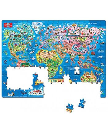 200 Piece USA Map Puzzle Learning and Educational Toys Jumbo Floor Puzzle for Kids and Adult Family,Size: 48.3" X 35.6" World Map