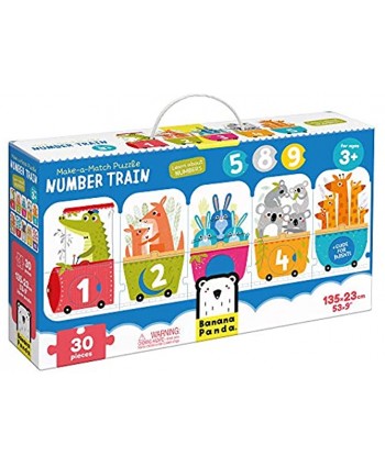Banana Panda Make-a-Match Puzzle Number Train includes 30 Large Pieces for Learning Numbers Counting and Colors and a Guide for Parents with Creative Game Ideas for Kids Ages 3 Years +