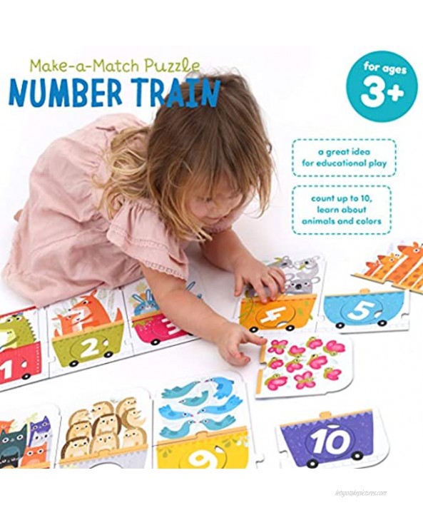 Banana Panda Make-a-Match Puzzle Number Train includes 30 Large Pieces for Learning Numbers Counting and Colors and a Guide for Parents with Creative Game Ideas for Kids Ages 3 Years +