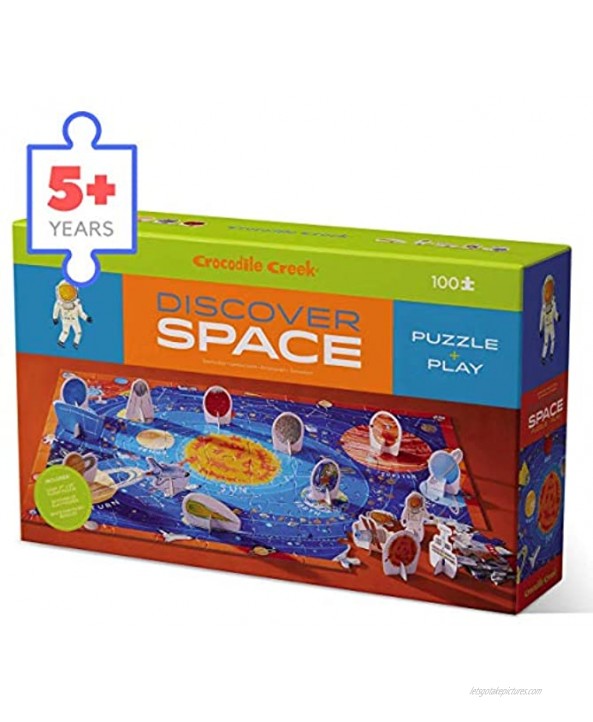 Crocodile Creek 2920-7 Discover Space 100 Piece Educational Puzzle with Fact Book Blue