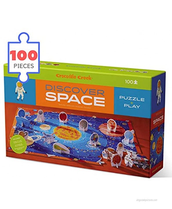 Crocodile Creek 2920-7 Discover Space 100 Piece Educational Puzzle with Fact Book Blue