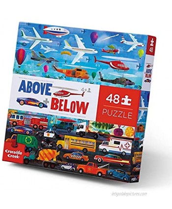 Crocodile Creek Above + Below Vehicles 48-Piece Jigsaw Floor Puzzle for Kids Ages 4 Years and up Heavy-Duty Box for Storage Finished Puzzle is 27” x 20” for Kids Ages 4 Years and Up