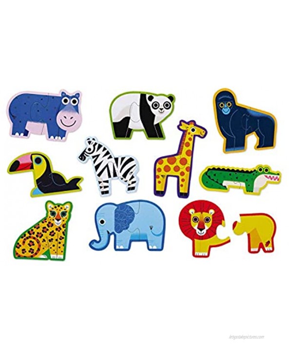 Crocodile Creek Let's Begin Jungle 10 2-Piece Beginner Puzzles for Kids Ages 2 Years +