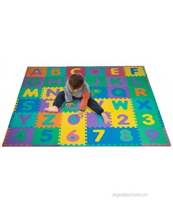Hey! Play! Foam Floor Alphabet and Number Puzzle Mat for Kids 96-Piece Multi 72.5"Lx72.5"Wx.25"H