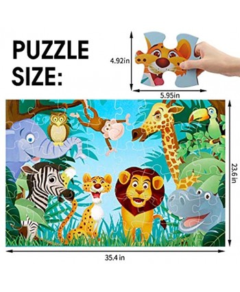 Jumbo Floor Puzzle for Kids Animal Jigsaw Large Puzzles 48 Piece Ages 3-6 for Toddler Children Learning Preschool Educational Intellectual Development Toys 4-8 Years Old Gift for Boys and Girls